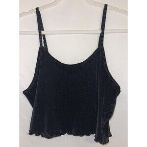 No Boundaries Black Cropped Ribbed Adjustable Strap Tank Top Wonen’s SZ XL